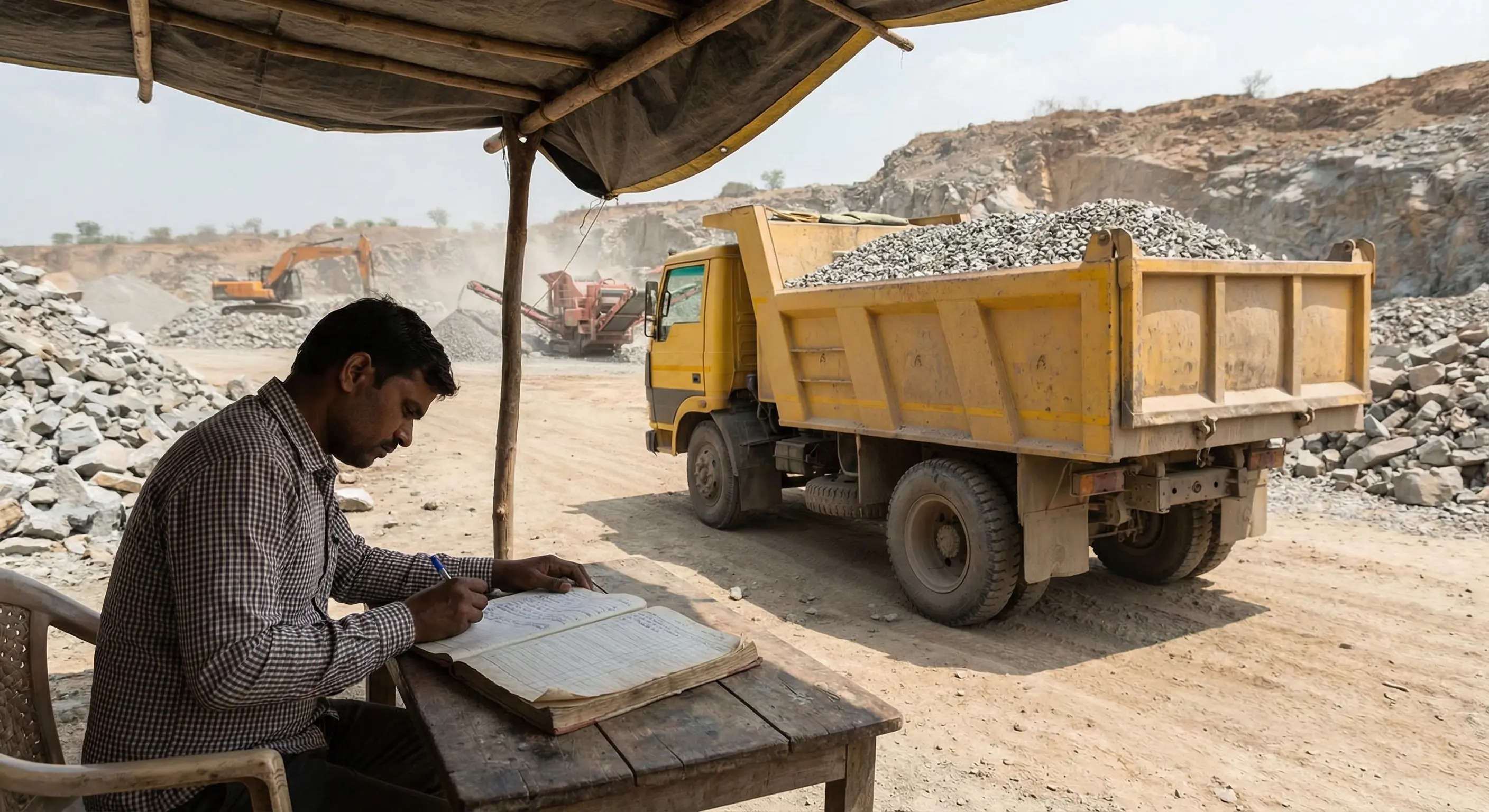 Manual paper-based weighbridge operations showing vulnerability points